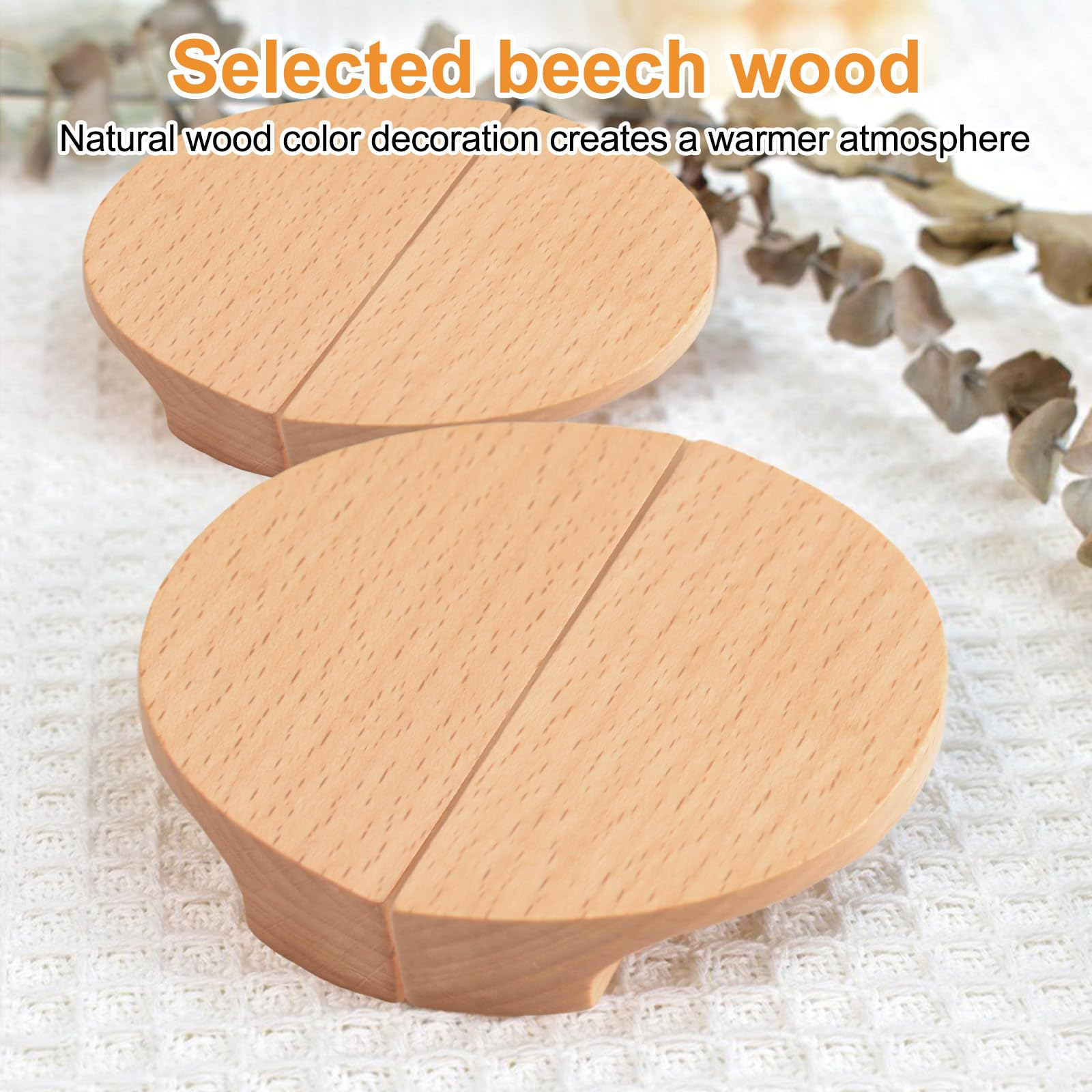 MOROBOR 12 maniglie per cassetti a forma di mezzaluna in legno di faggio semirotondo per armadietto, cassetto, hardware, maniglia a doppio foro per cassetti