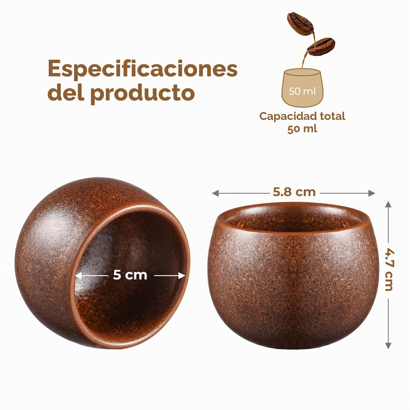 ecooe Juego de tazas de café de cerámica de pared gruesa de 50 ml, juego de tazas de café de porcelana hechas a mano, juego de tazas de té de cerámica, regalos para mujeres, hombres, mejores amigas
