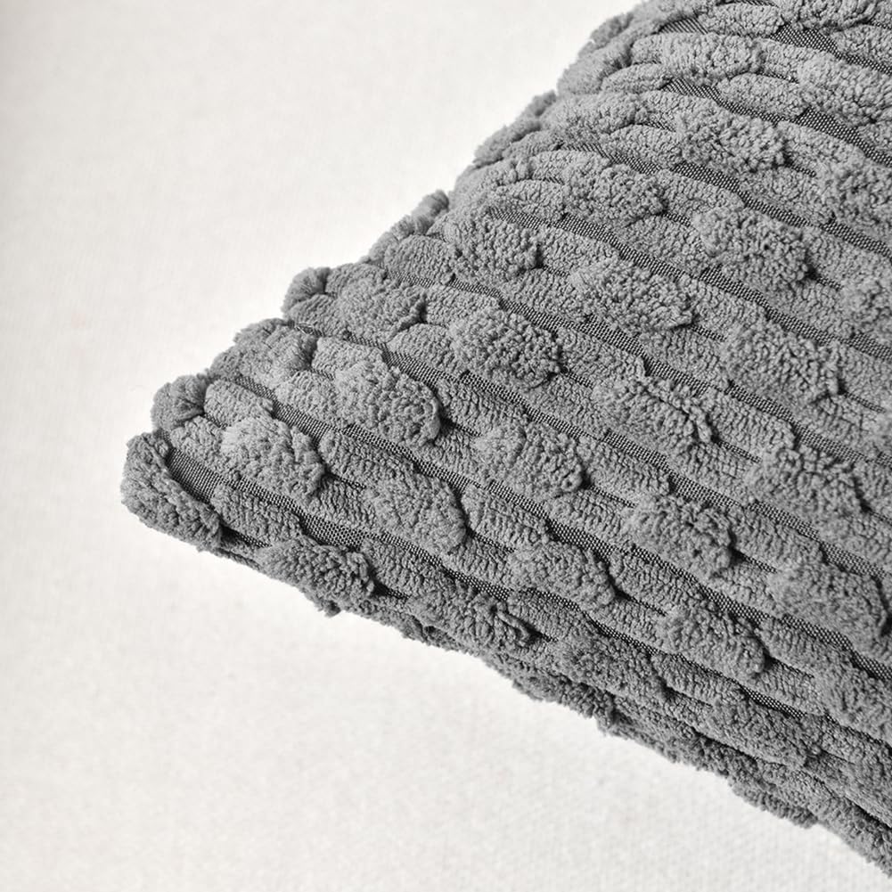 Fancy Homi Set of 2 Dark Gray Lumbar Decorative Throw Pillow Covers 12x20 Inch for Couch Living Room Bed Sofa, Modern Farmhouse Boho Home Decor, Soft Plush Grey Corduroy Rectangle Cushion Case - Image 4