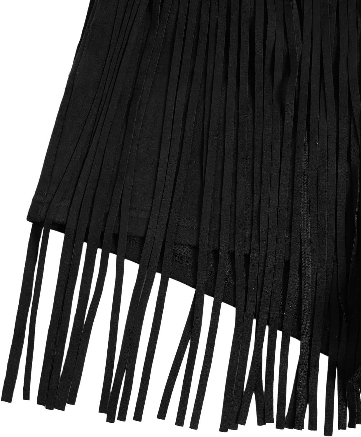SweatyRocks Women's Cowgirl Fringe Skirts Faux Suede Western Mini Skirt Country Concert Outfits Black（Elastic Waist） Small