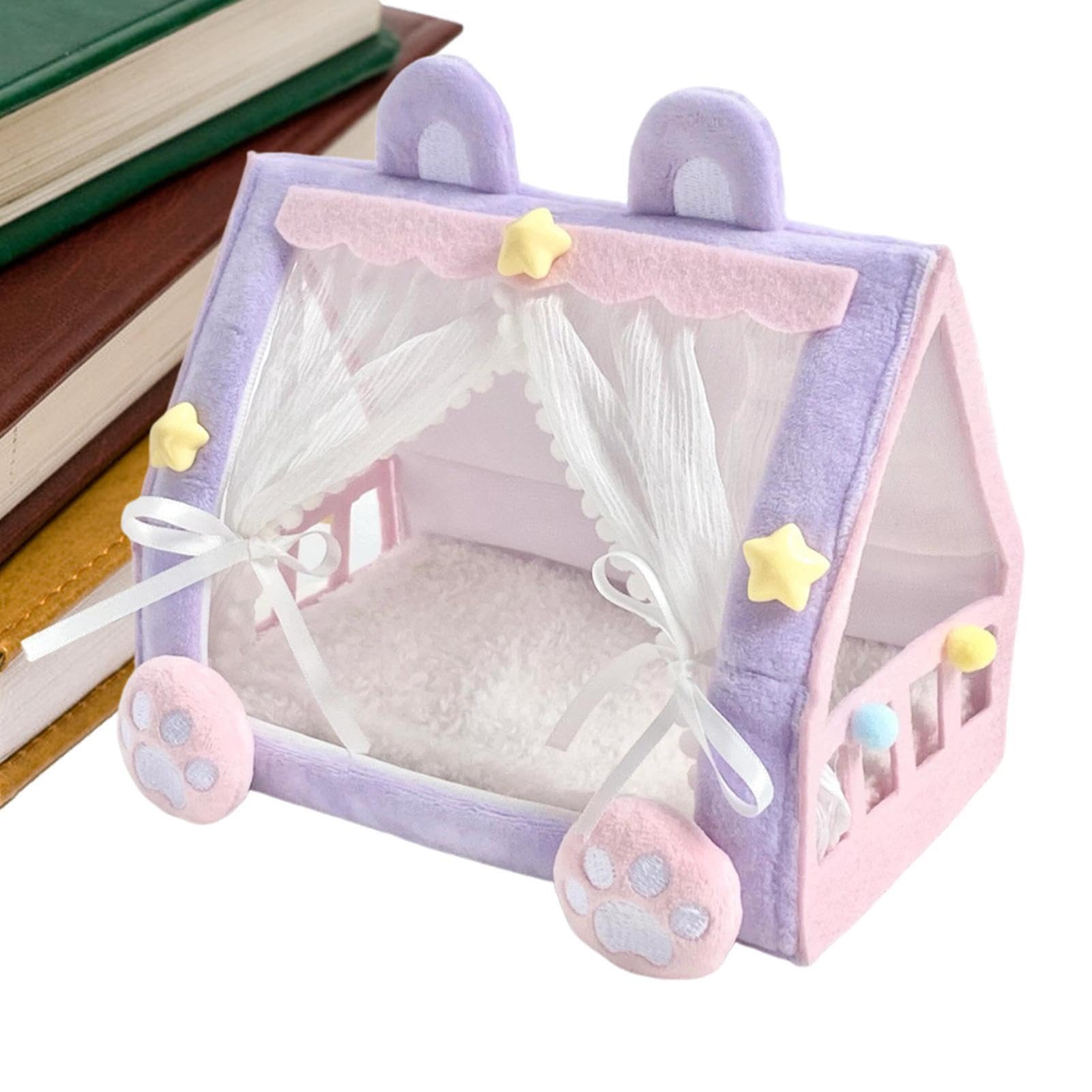 Doll Tent Bed - Cute Miniature Princess Furniture for Dollhousé | Creative Indoor Desktop Decoration Fabric Role-Playing Toy Accessory 17x10.5x14cm