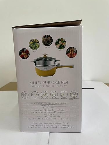 Miniatura 11 de Audecook Olla eléctrica, mini sartén eléctrica portátil antiadherente de 1.7 litros con ajuste de potencia, multicocina de viaje para carne, sopa,