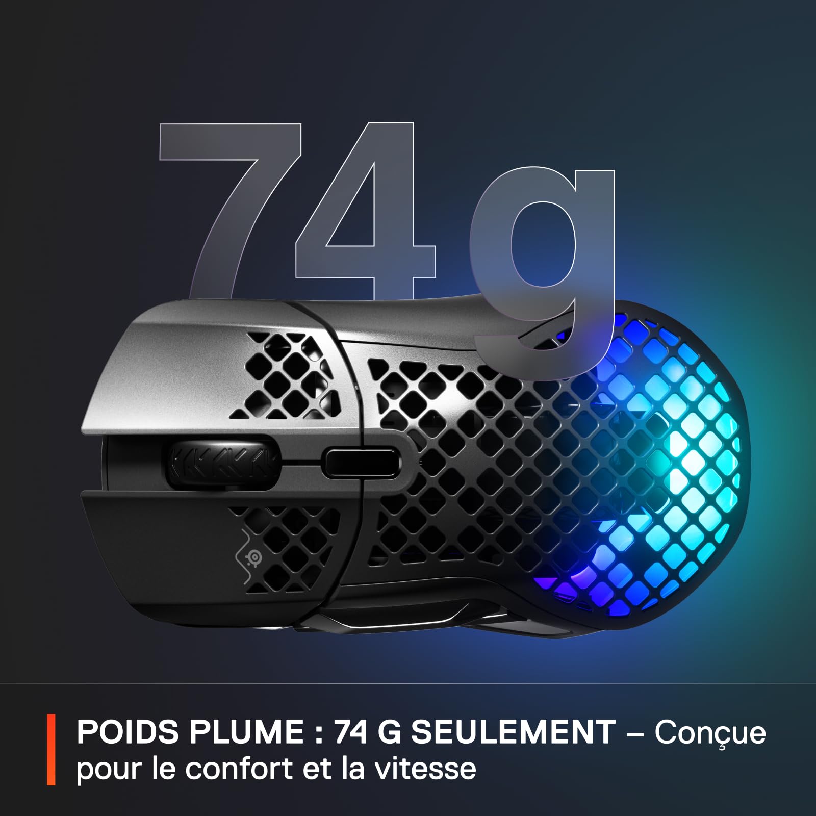 SteelSeries Aerox 5 Wireless - Souris gaming perforée RGB - Design ultra-léger et étanche - 9 boutons - Bluetooth/2.4 GHz - Capteur optique TrueMove Air 18K DPI