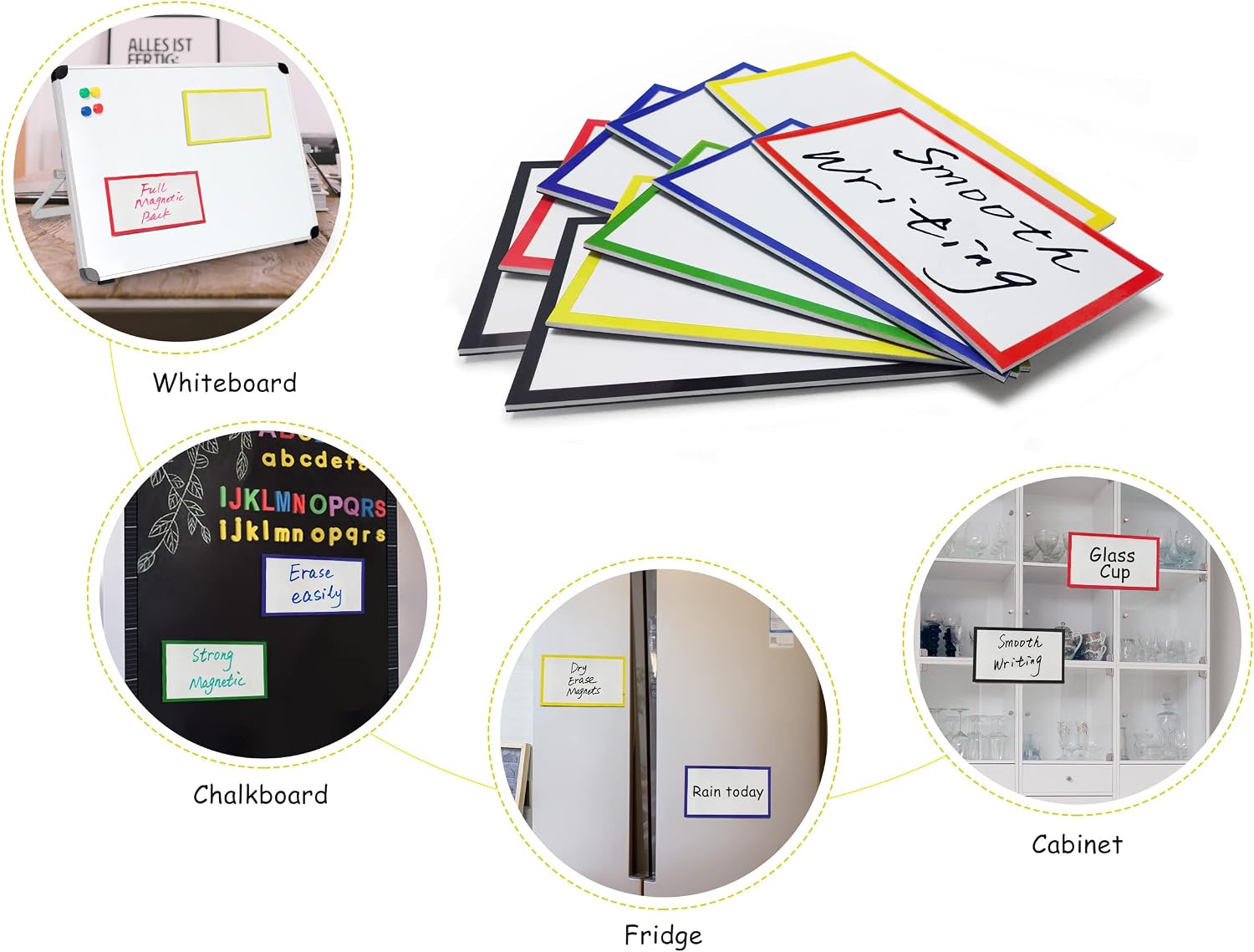 10Pcs Magnetic Dry Erase Labels Ultra-Large, 6x3.5 Thick Reusable Writable Erasable Colored Dry Wipe Magnets Plan Card for Whiteboards Locker Fridge Cabinet Home Office School