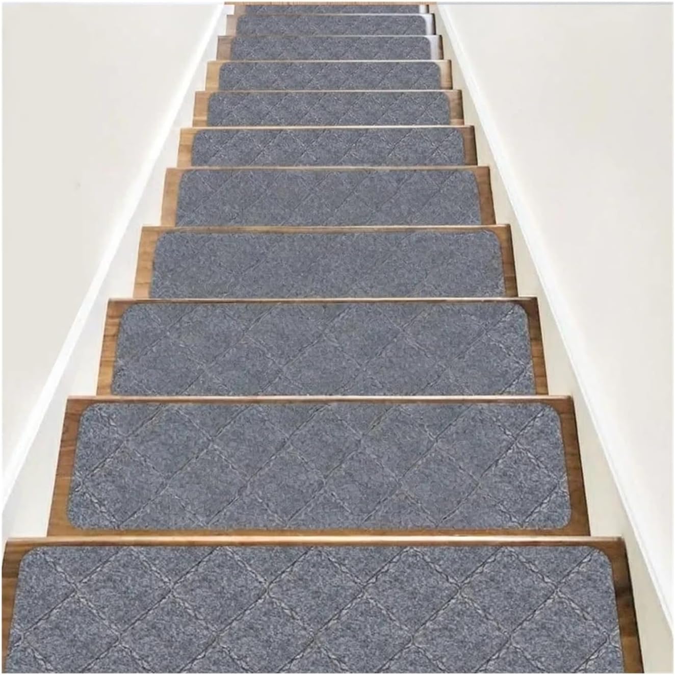 Stair Treads Slip Carpet 1pc 76x20cm Stair Tread Carpet Mat Self-Adhesive Floor Door Step Staircase Non Slip Pad Protection Cover Pads Home Decor(Black Diamond)