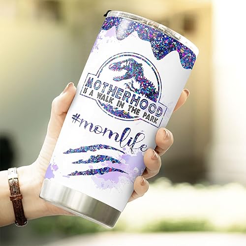Miniatura 5 de Neonoza Regalos para el día de la madre para mamá de hija, hijo, marido, mamasaurus, vaso de acero inoxidable de 20 onzas con tapa, taza para la