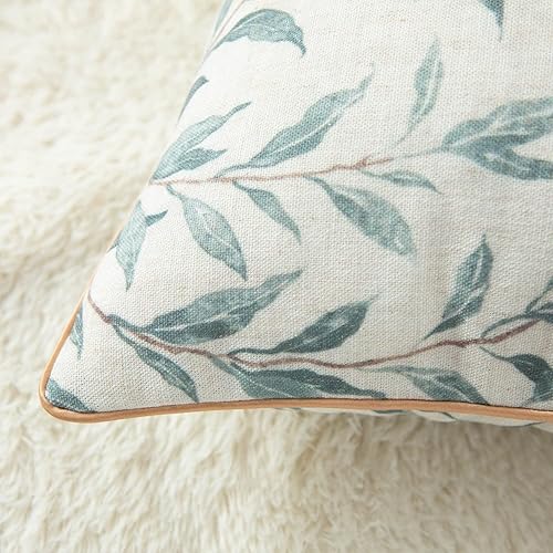 Miniatura 7 de VOGOL Cenefas de cortina con estampado de hojas azules, cenefa de 52 x 18 pulgadas para ventana pequeña, paquete de un panel con juego de 2 fundas