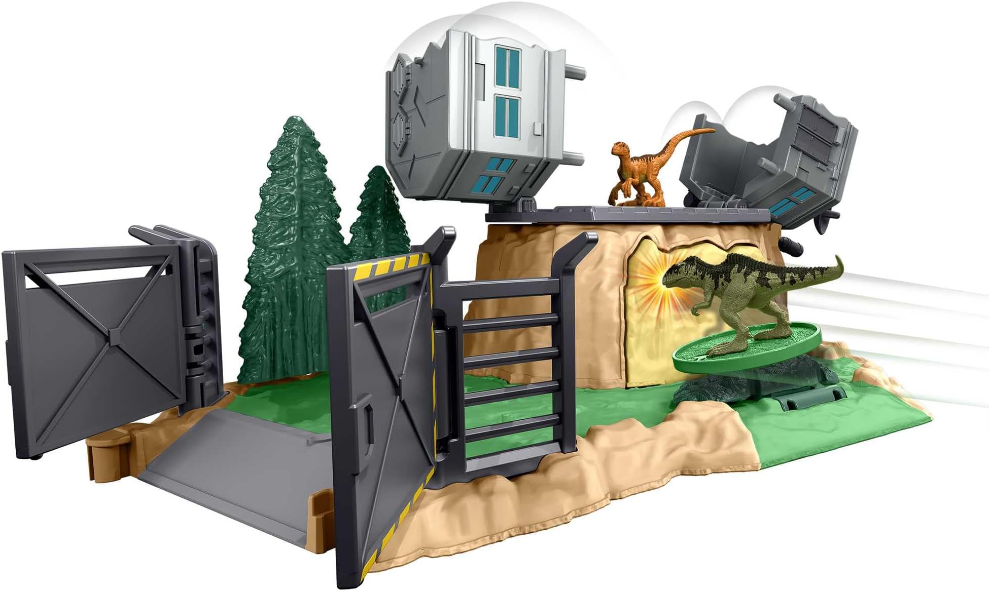 Mattel Jurassic World Minis Playset Giant Dino Rampage Playset Dinosaur Action Figure, Multicolor