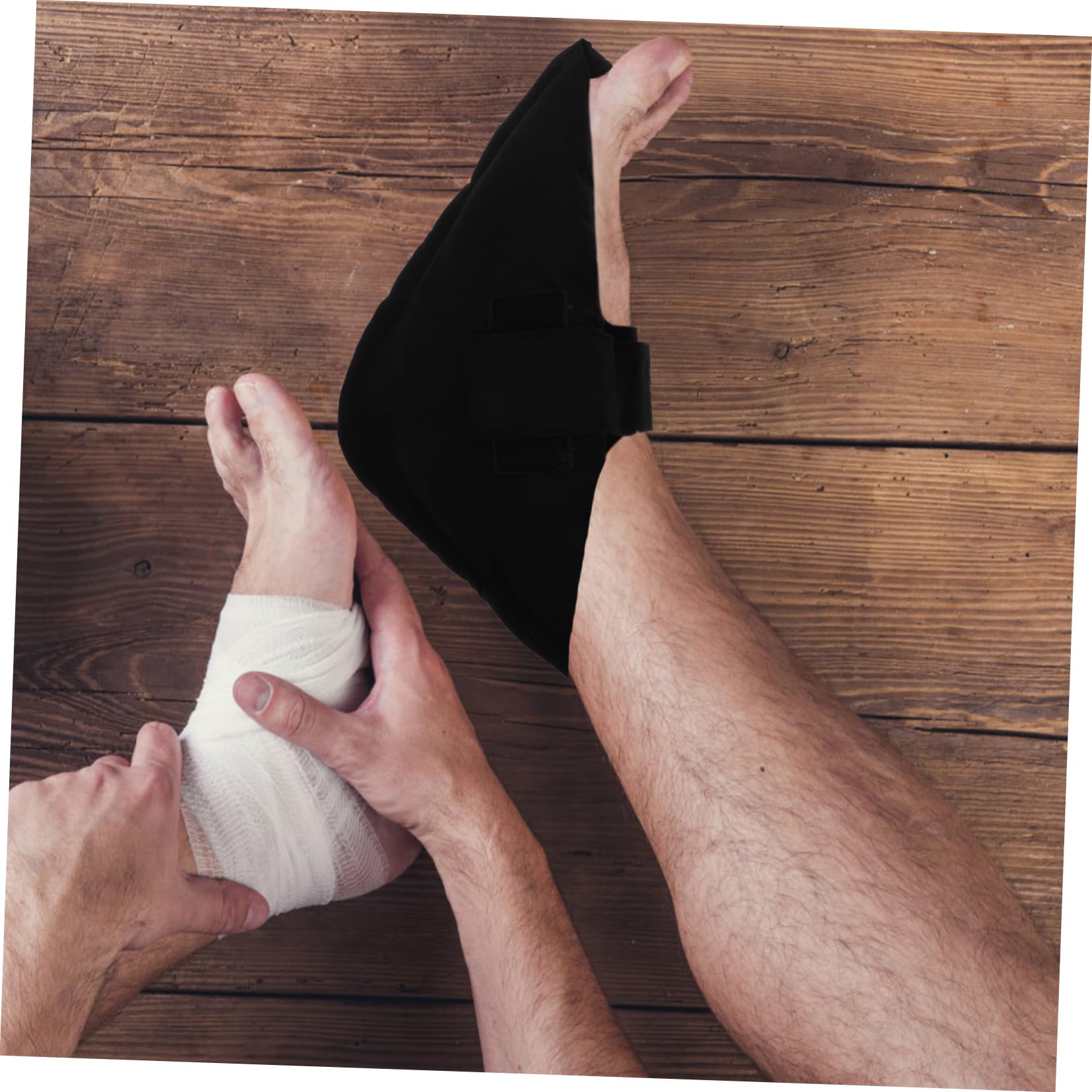 Almohadillas de Talón Negras 1 Par, Tejido Transpirable | Alivio de Presión, Material Cellucotton, Formato 2 Piezas, Uso Doméstico