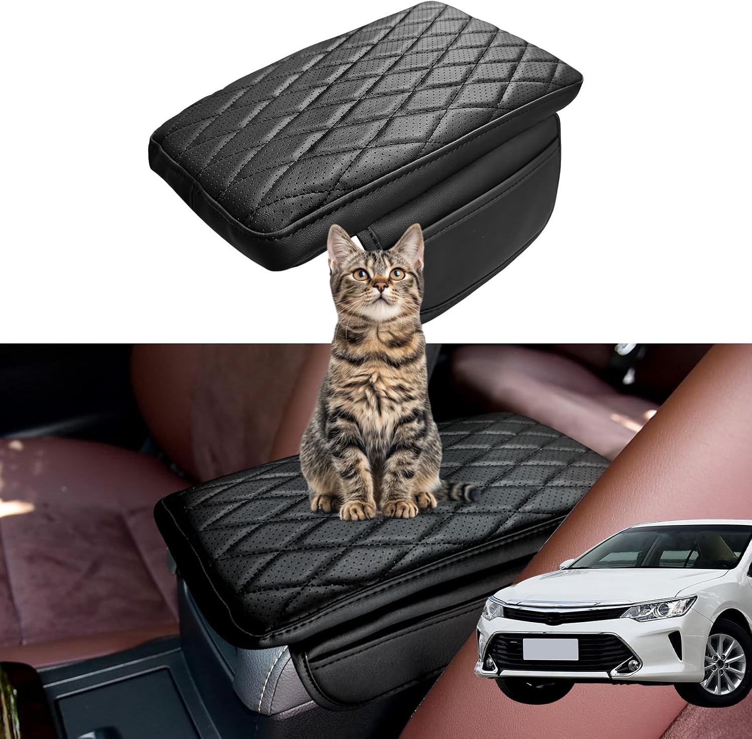 VKGUG Center Console Armrest Cover with Side Pockets for Toyota Camry (2012–2017)