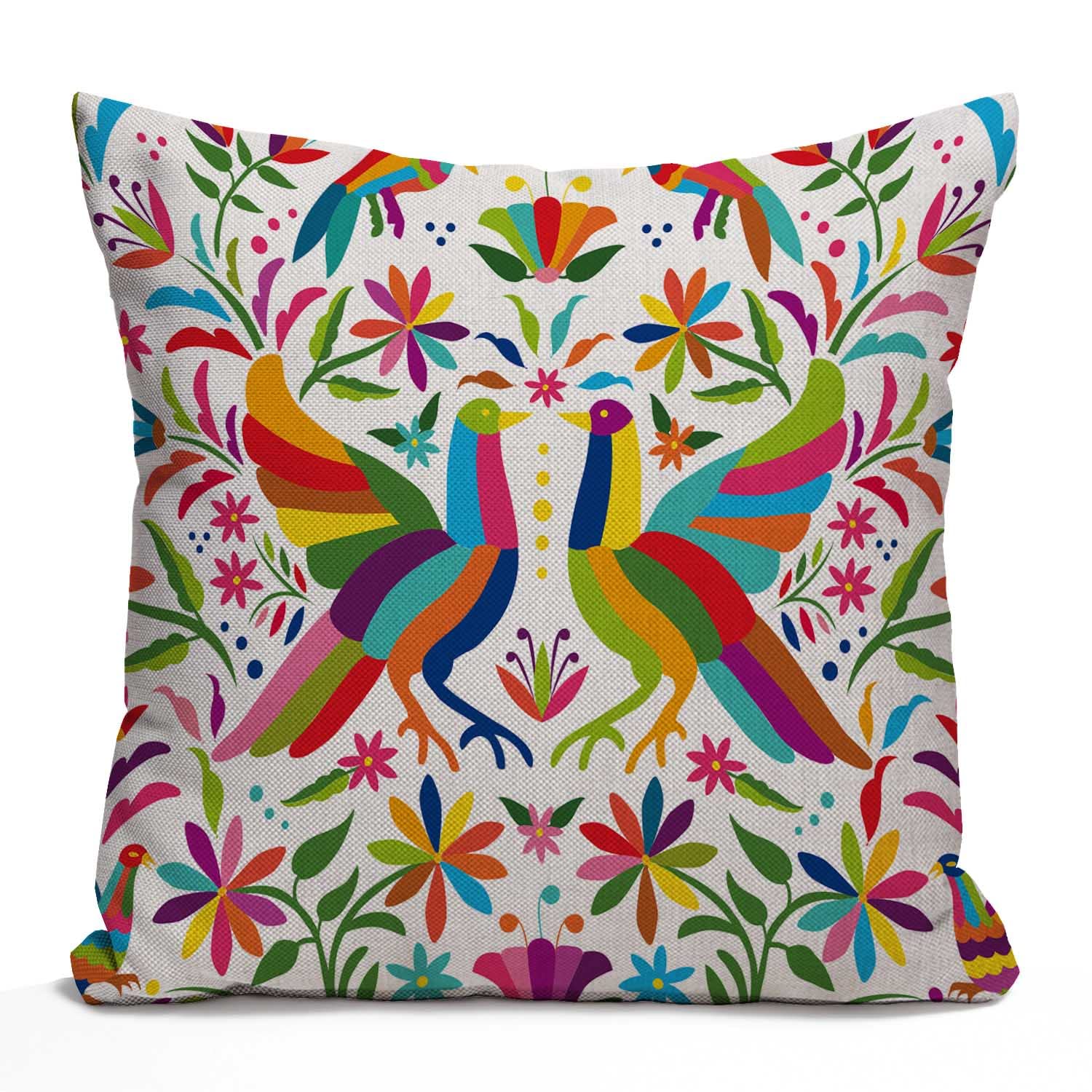 Tomda Multi118 Decorative Cushion Cover Square Size 45X45cm 18X18 Inch Colorful Mexican Traditional Lumbar Pillowcase With Hidden Zipper Decor Throw Pillow Cover Gift For Holiday Sofa Bed