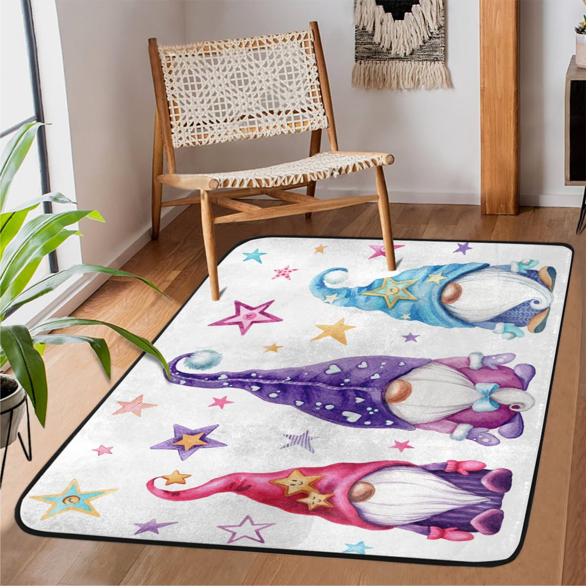 Tapis de chambre d'enfant nains magiques aquarelle 122x160