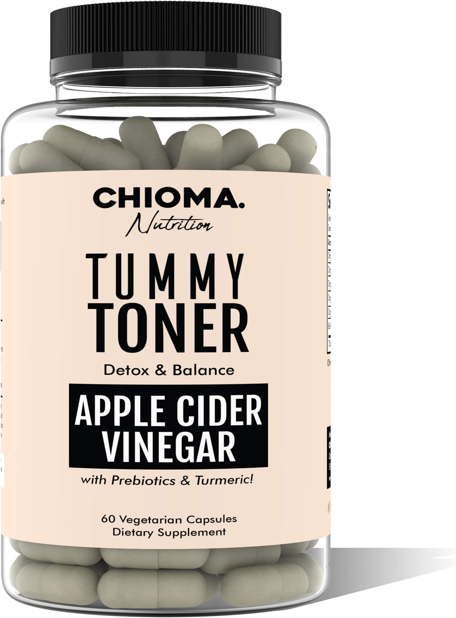 Apple Cider Vinegar Detox Capsules with Turmeric & Prebiotics- Tummy Toner