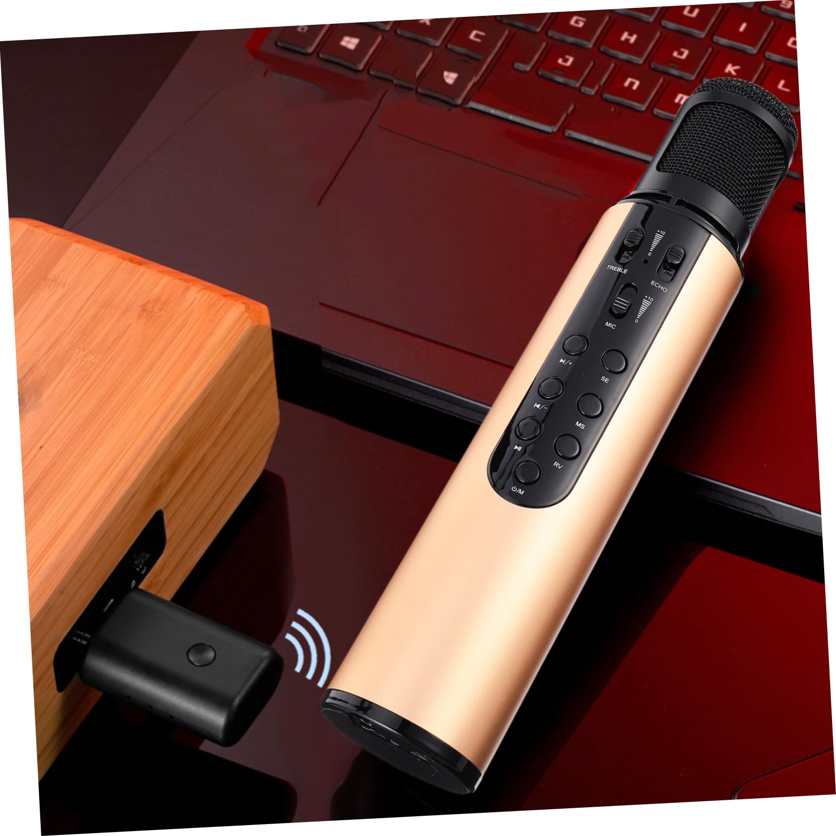 YARNOW Micrófono Inalámbrico Dorado Batería de 2600mah y Aleación de Aluminio, Multifuncional para Amplificar Sonido en Reuniones y Conferencias