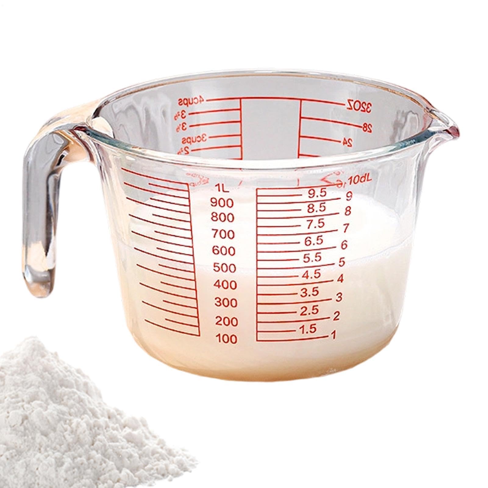 Tazas Medidoras de Vidrio Recipiente De Medición Transparente Y Portátil | Recipiente Medidor Portátil Para Horno Lavavajillas Medición Preparación Horneado Cocción Cocina Hogar Casa