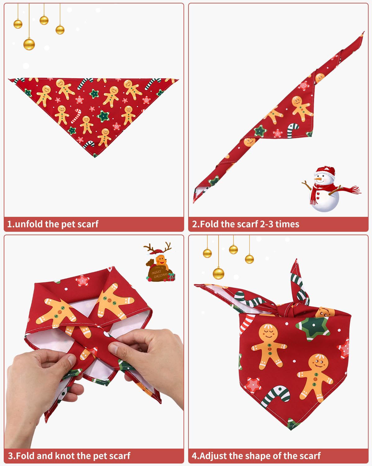 Bandana Classique De Noël Pour Chien à Carreaux - 2 Pièces Rouge Et