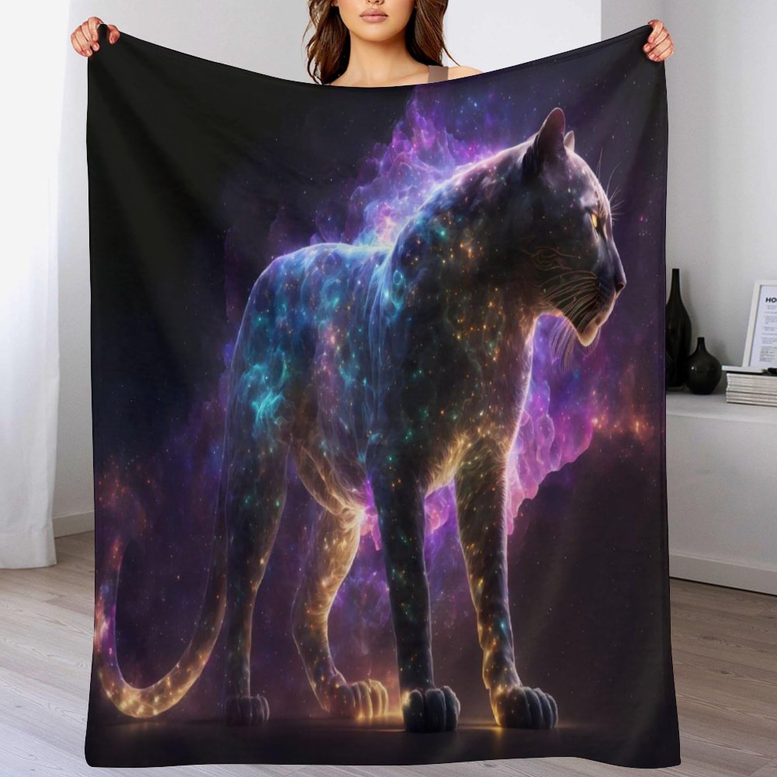 Couverture panthère polaire adieu au froid plaid moelleux pour lit et sofa