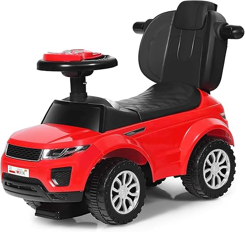 Miniatura 9 de GLACER Coches de empuje para niños pequeños 1-3, 3 en 1 con barandilla desmontable, bocina, música, luces, caja de almacenamiento y diseño