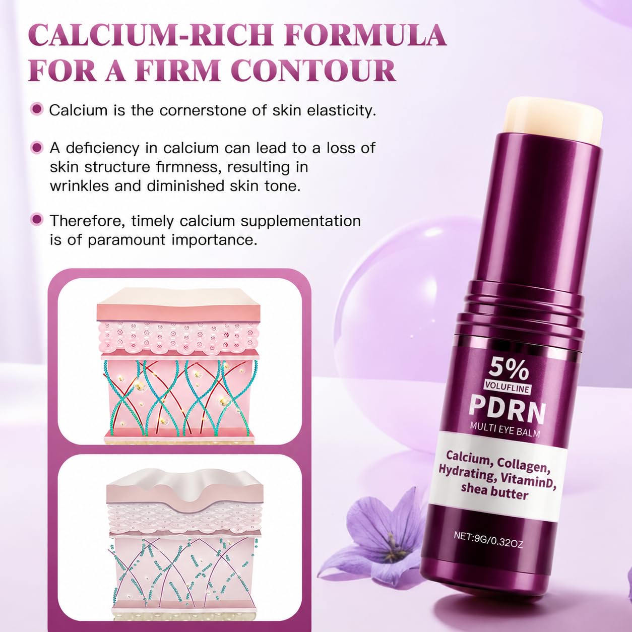 Auriela PDRN Collagen Multi Balm Stick, Balm Stick Wrinkle Care,Moisture Balm for Face, Eyes, Lips & Neck, Hydrating Eye Cream Neck Cream Balm, Firming Skin Care Stick