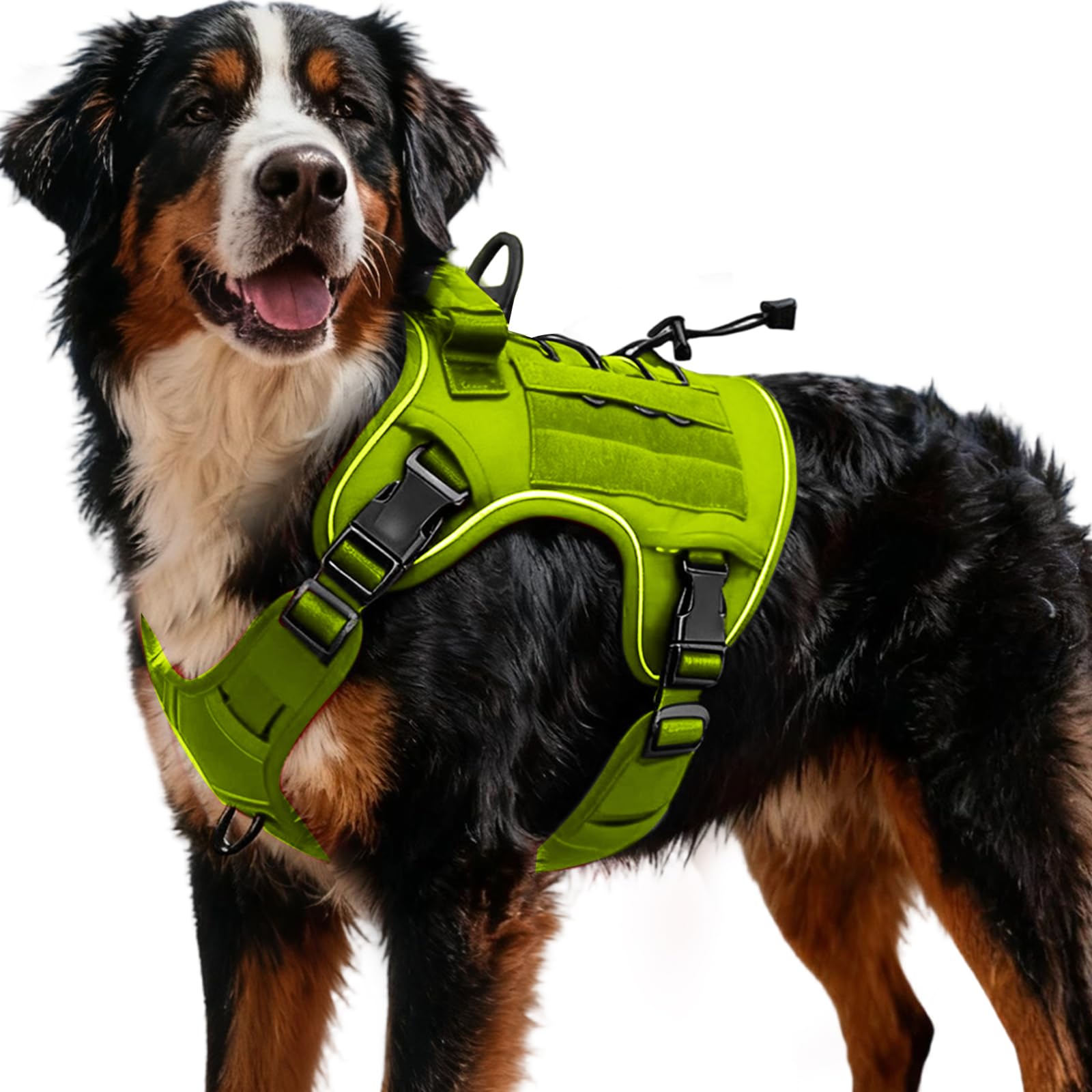 Heavy-Duty Tactical Dog Harness for Large Dogs, No Pull Adjustable Reflective Pet Vest with Molle System, K9 Military-Grade Control for Service