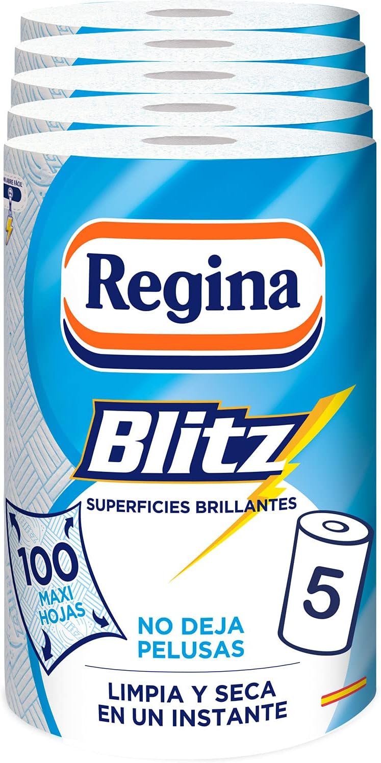 Blitz Kitchen Paper, 5 Rolls, 100 Maxi Sheets, 3-Ply, Ideal for Cleaning Household Surfaces, Lint Free, Recyclable Paper Packaging, 100% FSC Certified Paper