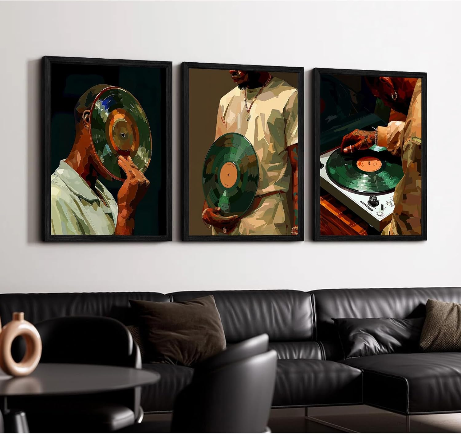 Black Man Wall Art African American Men Canvas Wall Decor Black People Dj Poster Hip Hop Prints Music Pictures Fashion Male Artwork Culture Painting for Bedroom Living Room 12x16x3 Inch Wood Framed