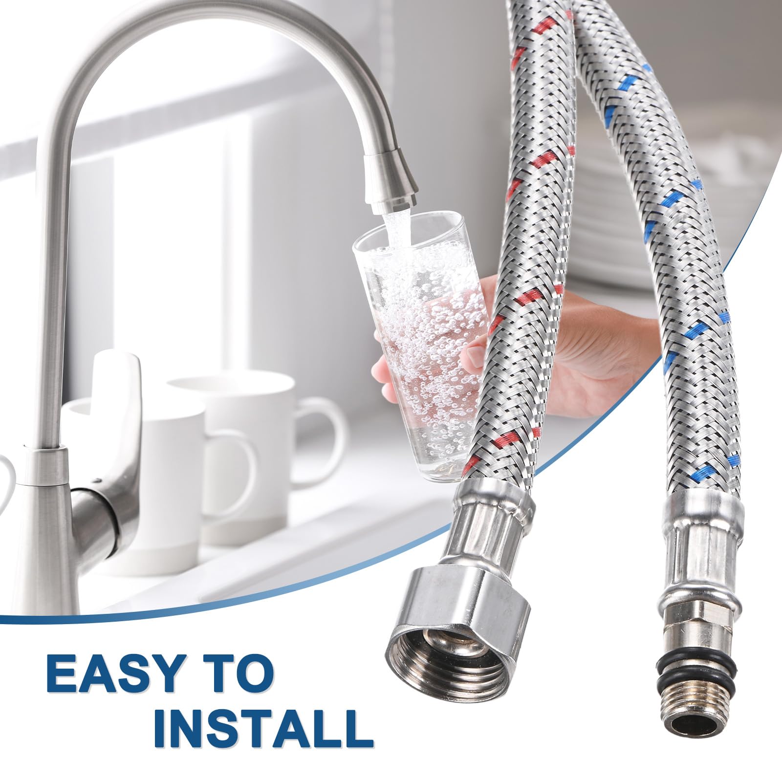 M METERXITY 2-Pack 16 Inch Faucet Hose Connector - Image 4