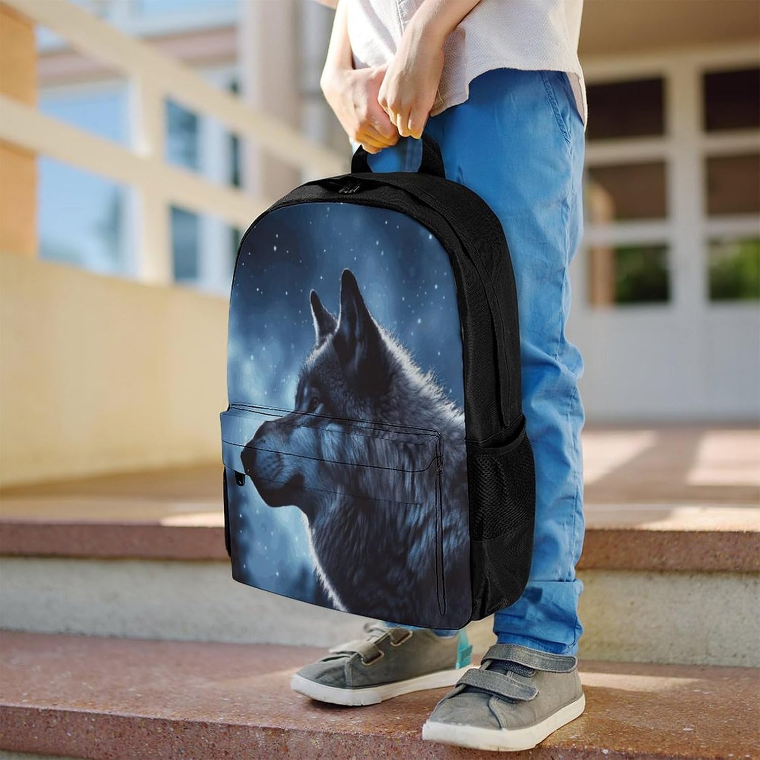 Lonely Wolf Backpack Daypack Travel Backpack | Lightweight Casual Laptop Backpack for Women Men Aesthetic Travel Bag for Weekender Business Hiking Outdoor