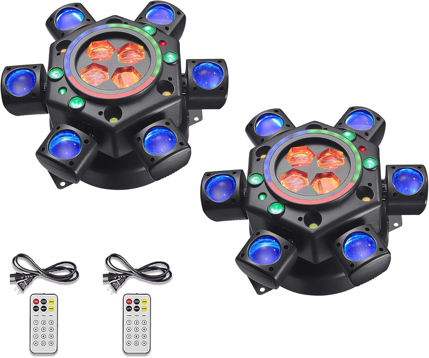 Moving Head Dj Lights for Parties, 180W LED RGBW 6 Arms with Mixed Lighting Effects,DJ Stage Lighting for Party Disco Club Wedding Bar (2)