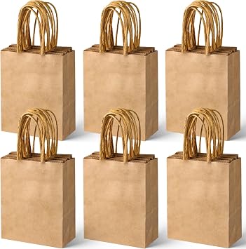 SPERPAND 60 Pcs أكياس الهدايا الصغيرة، براون ورقة علاج حقيبة، 6.5 أكياس قودي صغيرة مع مقابض لعيد الميلاد، الزفاف، هدايا العيد حزب حقيبة المفضلة