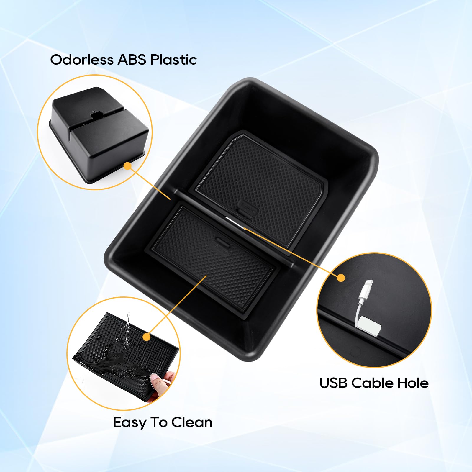 KOLOME Mittelkonsole Organizer Für Audi Q4 E-tron - Aufbewahrungsbox Mit USB-Anschluss & Münzfach