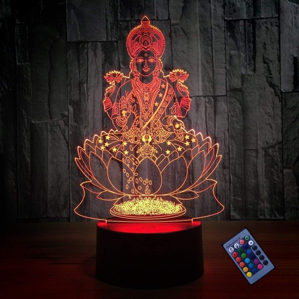 Optical Illusion 3D Buddha Statue Night Light 16 Colors Changing USB Power Remote Control Touch Switch Decor Lamp LED Table Desk Lamp