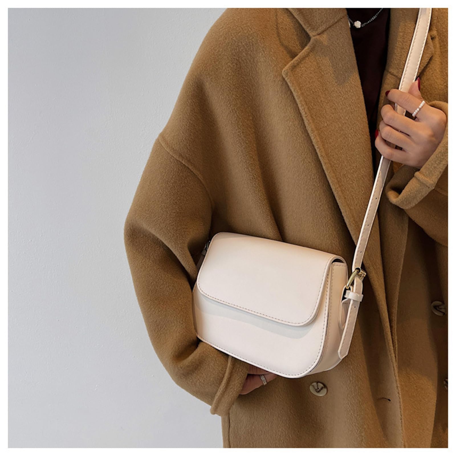 Borsa A Mano da Donna Tracolla Semplice Ed Elegante Piccola Quadrata retrò-Bianco