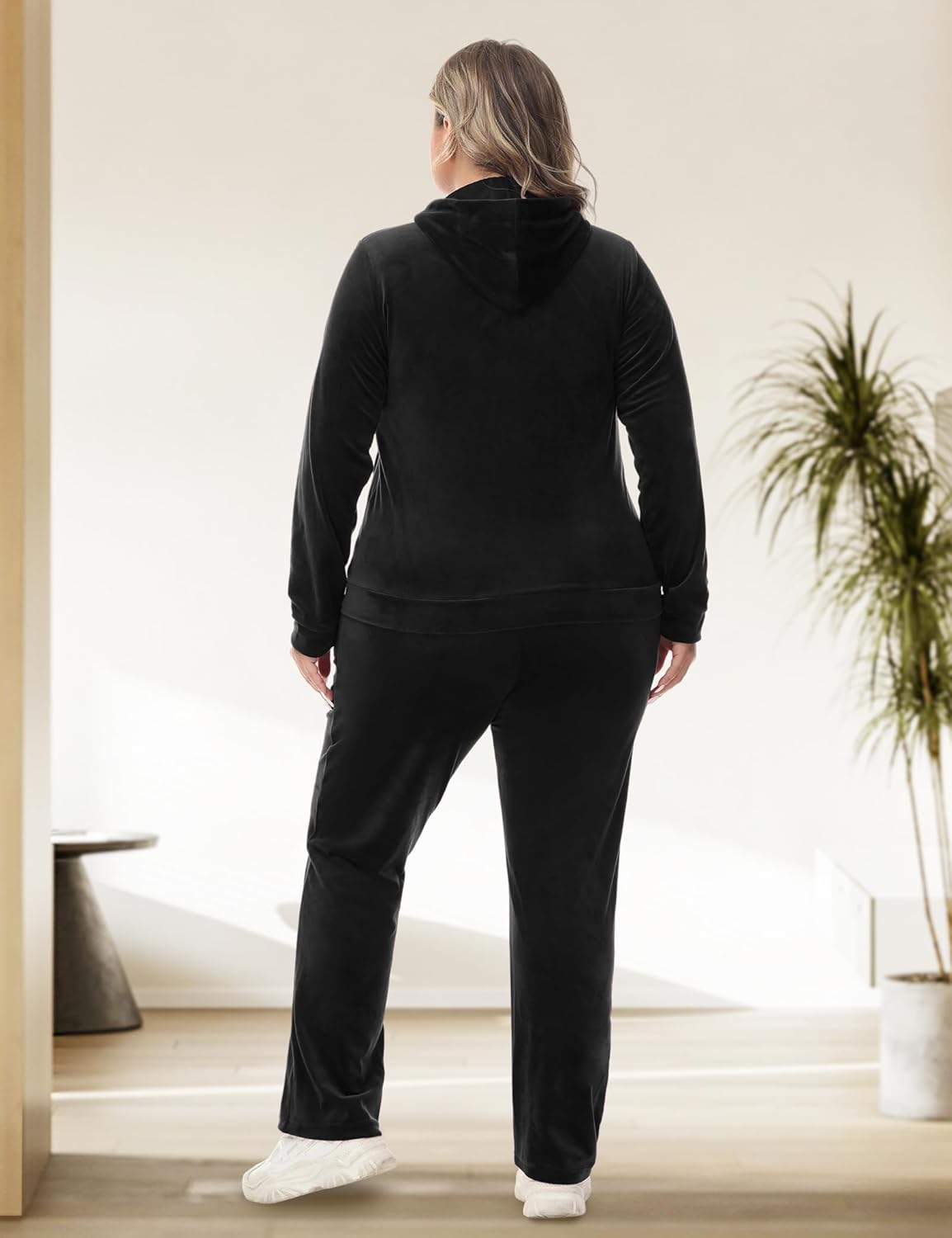 ROYAL MATRIX Women's Velour Tracksuit, 2 Pieces Full Zip Velour Sweatsuits Hooded Jogging Lounge Velvet Outfits Set - Image 2