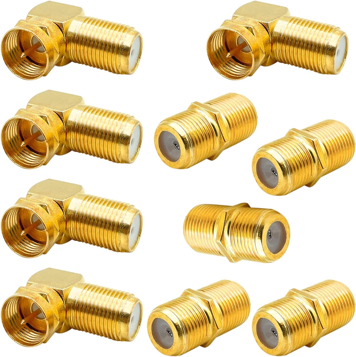 10 Pack 90 Degree Coaxial Cable Connector and RG6 Coax