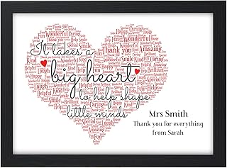 Personalised Best Teacher Big Heart Little Minds Keepsake, Thank You Gift School - Thank You Gifts for Teachers, Teaching Assistants, TA, Nursery Teachers - ANY RECIPIENT from ANY NAME