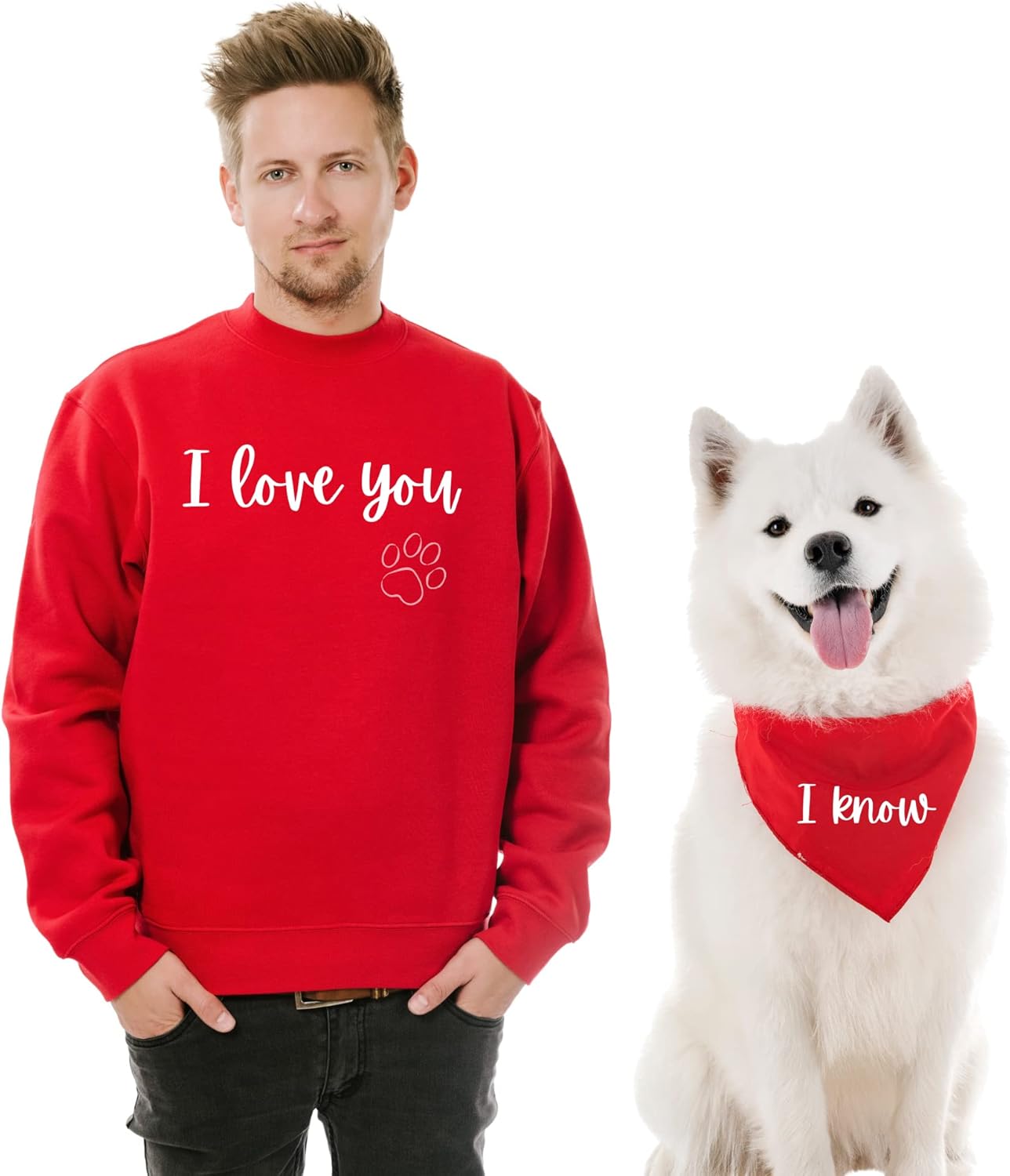 Matching Dog and Owner Sweater Human Bandana Dog Valentines Day Pajamas Pjs For Family Pet Sets With Set Outfit Clothes Dogs Paws Mom Women Bandana Doggy Bandanas Clothing People Gift