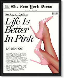 Amazon.com: uniro Life Is Better In Pink Poster, Vintage Newspaper Teen