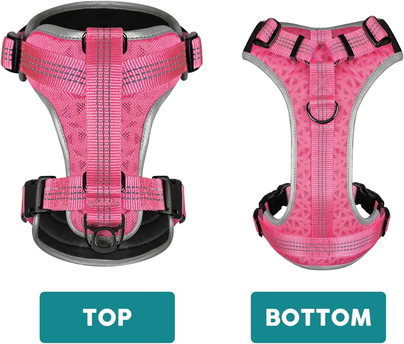 Embark Sports Dog Harness, Dog Harness for Large Dogs No Pull with Light and Breathable Design - Easy On and Off, No Pull Training, Size Adjustable, Non Choke with Handle for Control. Pink Vest