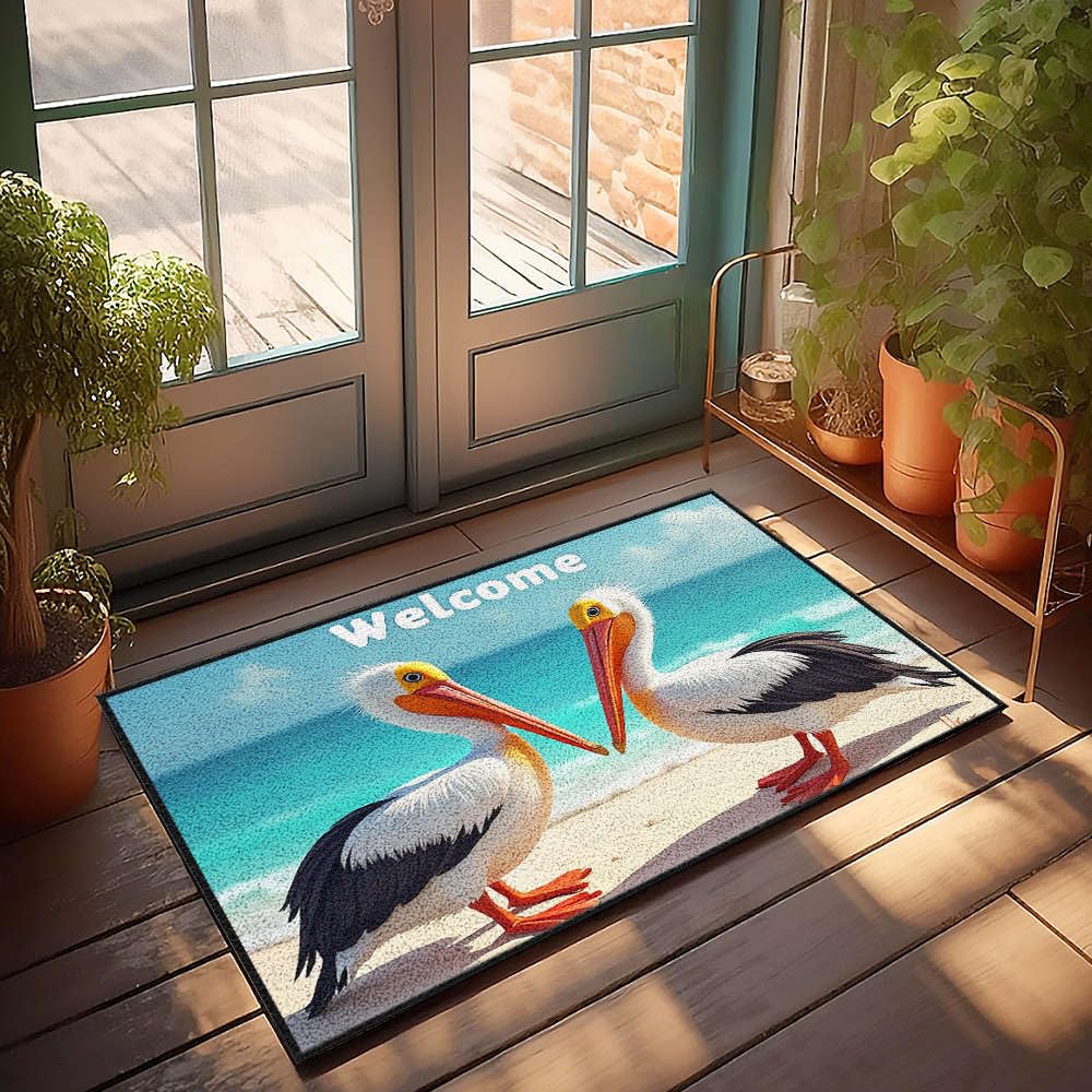 Paillasson Welcome To The Beach pour entrée de cuisine côtière et terrasse d'été 50x80 cm
