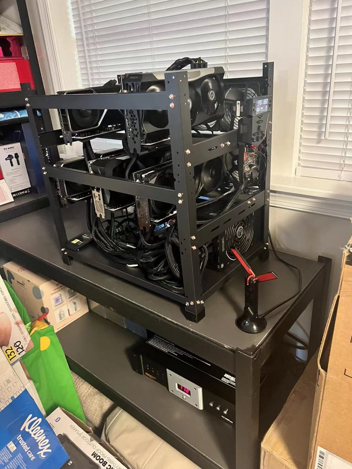 Mining Rig Frame 19 Gpu Wood Rows Open Frame Computer Case 9/mo