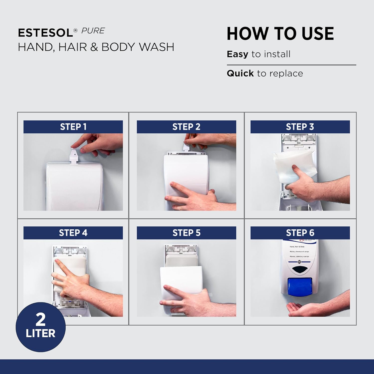 SC Johnson Professional ESTESOL PURE HAND, HAIR & BODY WASH 2 LITER, 4 PACK