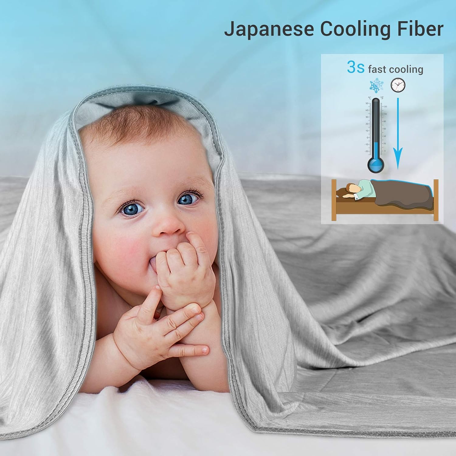 Avoalre Cooling Blanket for Night Sweats Q-Max>0.5 Summer Blanket Throw Arc-Chill3.0 Fiber Keep Cool Lightweight Thin Blanket Breathable Double-sided for Bed Adult Kids(Gray - Image 4