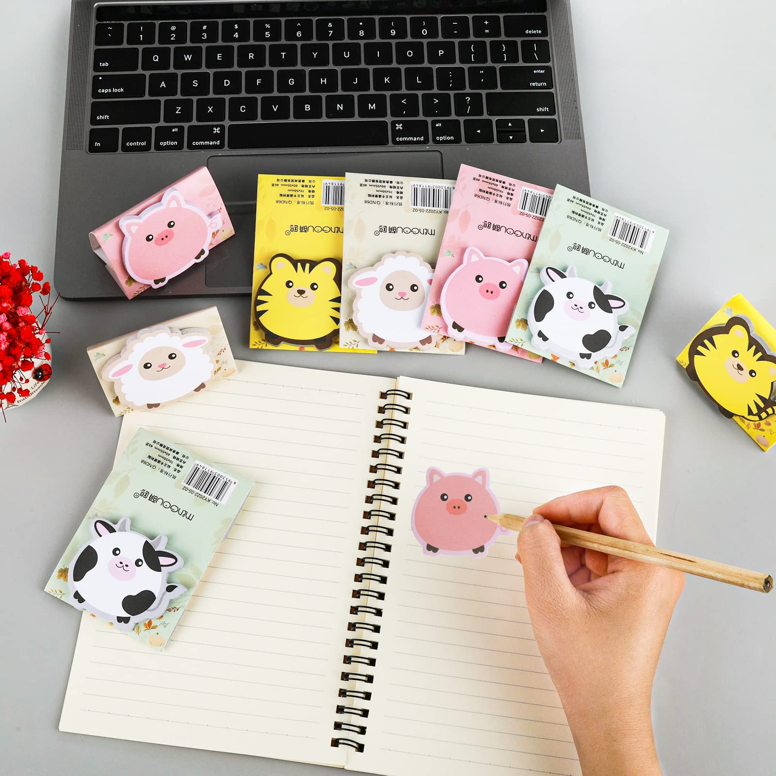 Notas Adhesivas Kawaii De Gatos - Pack De 5 Blocs Con Formas Divertidas Para Estudiar, Oficina Y Organización
