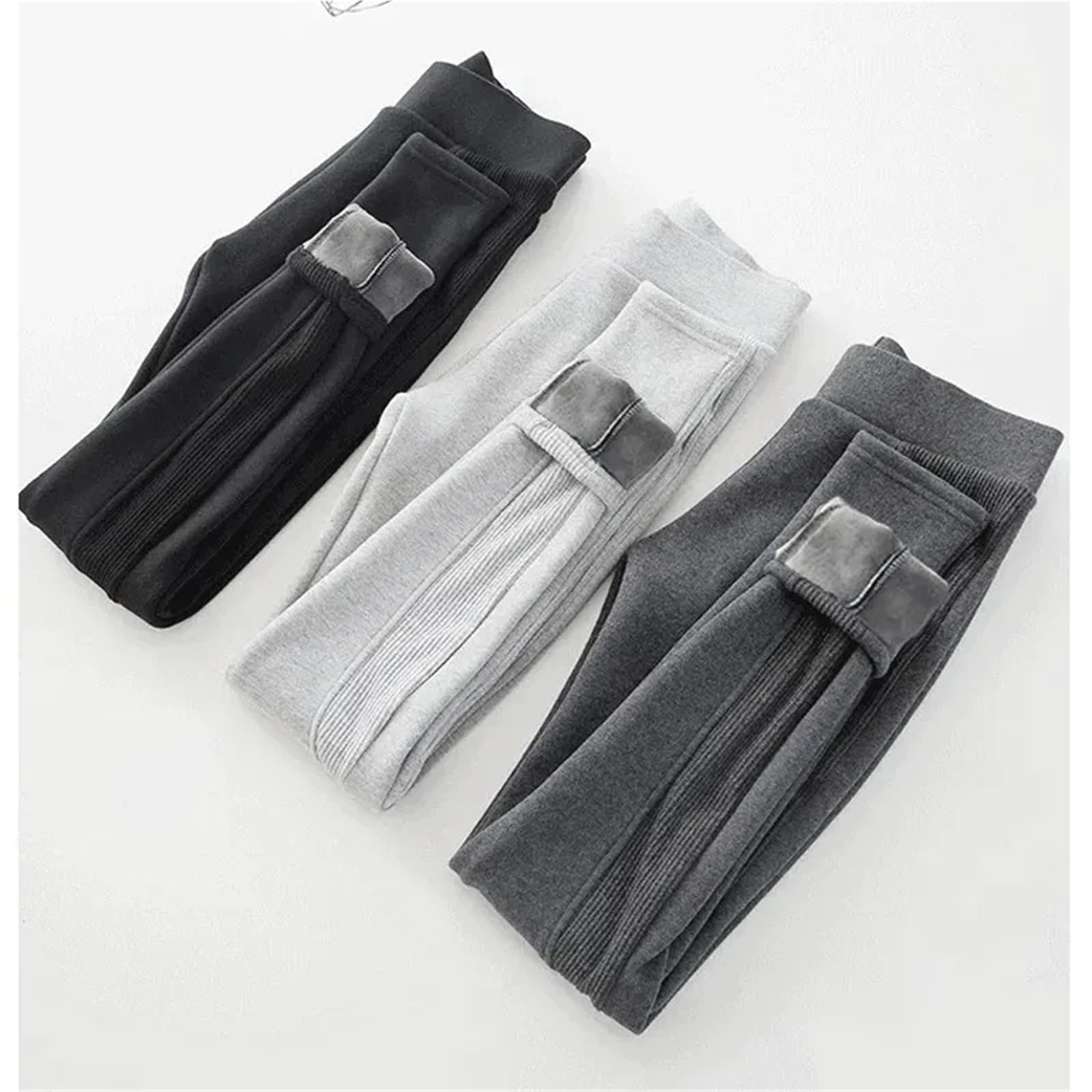 Mallas con corsé de Terciopelo Grueso for Mujer, Pantalones de chándal de Fitness góticos de Cadera Grande, calzas cálidas de retales de Calle for Invierno 2024(Light Gray,L 47-55kg)