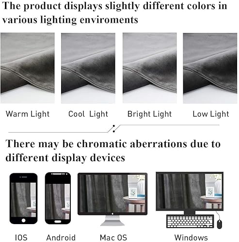 Miniatura 6 de StangH Cortinas de terciopelo de 120 pulgadas de largo, cortinas grises con bloqueo de luz solar para sala de estar, decoración elegante, cortinas
