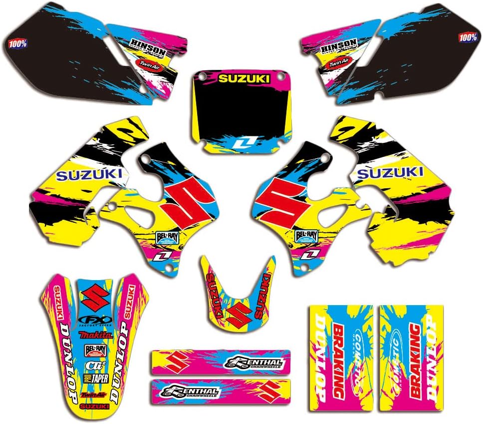 Graphics Kit Decals Stickers Fit for 1996 1997 1998 Suzuki RM250 RM125 RM 125 250 and Free Custom Number