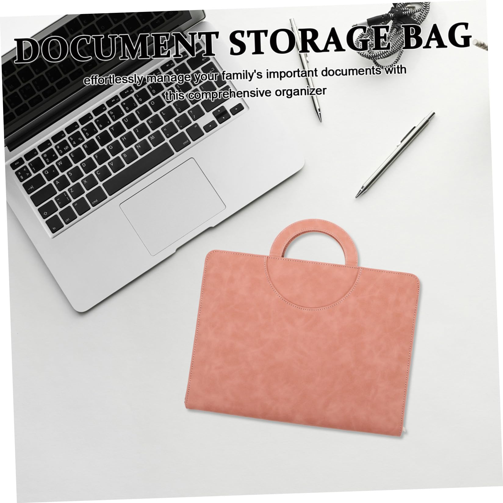 Organizzatore per Documenti A4 con Cerniera in Pu Rosa, Custodia Multifunzionale per Uso Quotidiano e Traslochi, Protegge Documenti da Usura per Professionisti e Famiglie
