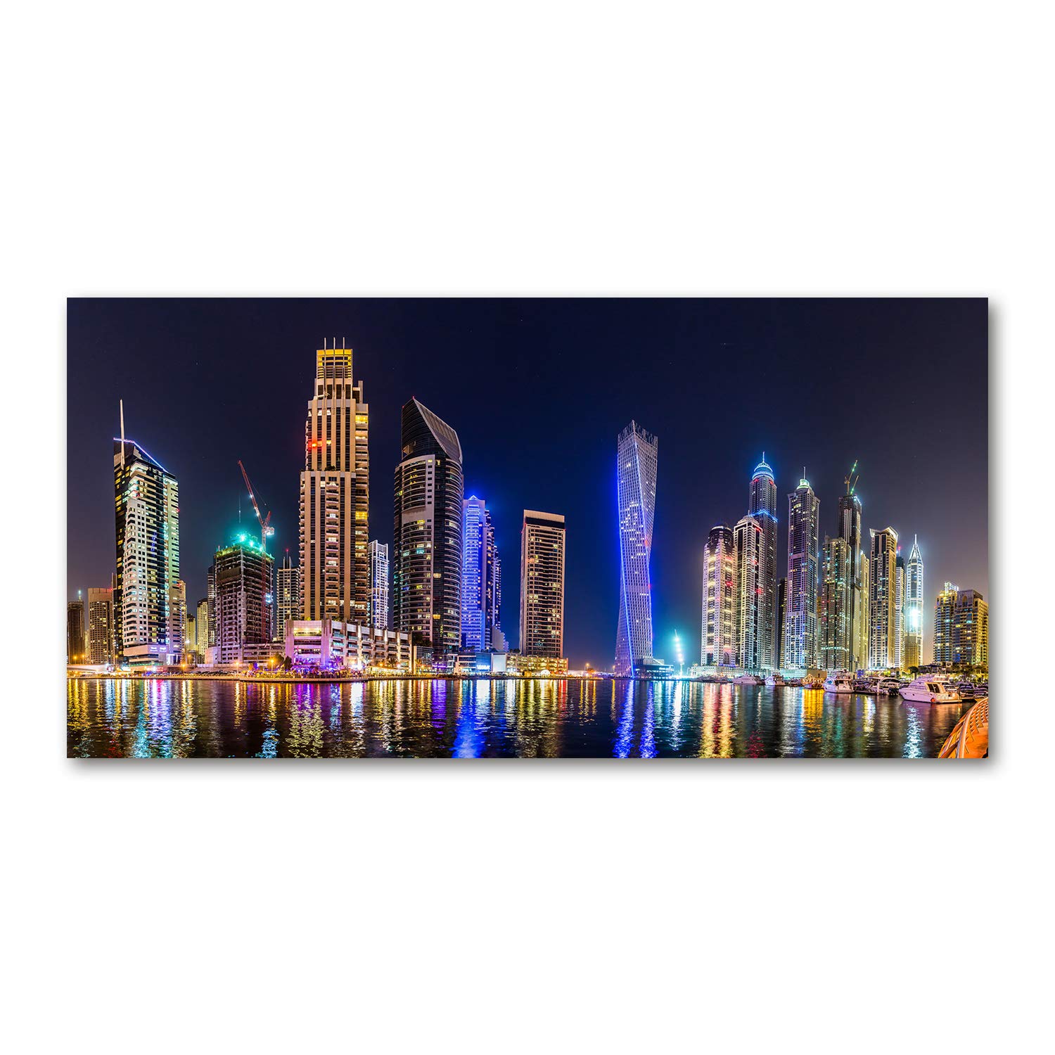 Tableau plexiglas Dubaï de nuit 120x60cm pour décoration murale moderne