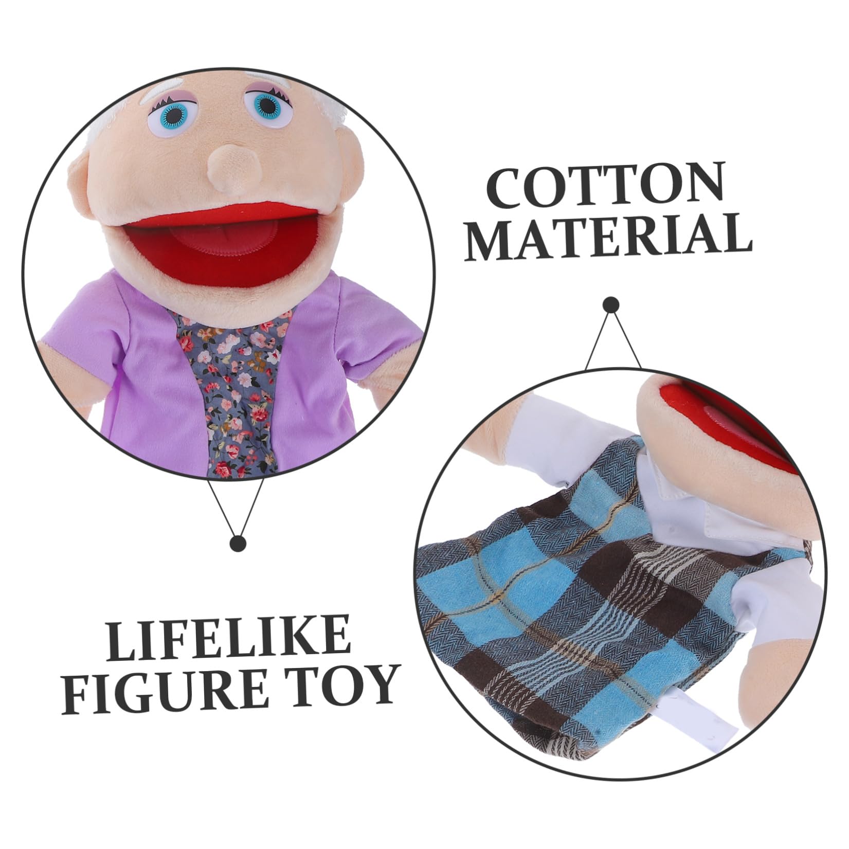 2 Pièces Marionnettes à Main en PP Coton Grand-père et Grand-mère